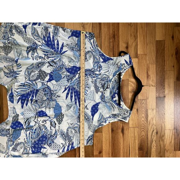 SPENSE Floral Sleeveless Handkerchief Hem Chiffon Tunic Top Plus Size 3X Blue - Picture 8 of 8